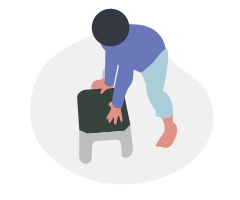 Image showing a child stepping on a stool