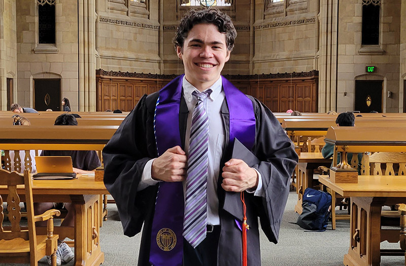 RARE Scholars program alum Scott Cavanagh in graduation cap and gown