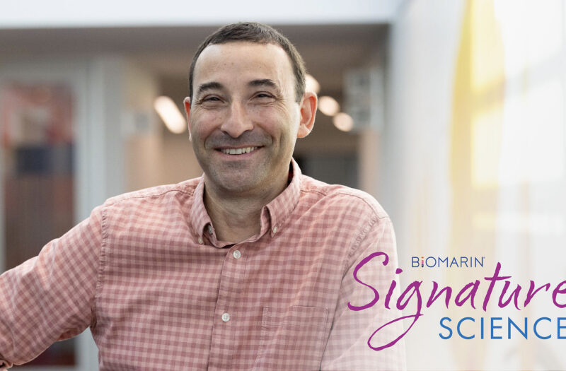BioMarin employee Javier Femenia with the Signature Science logo